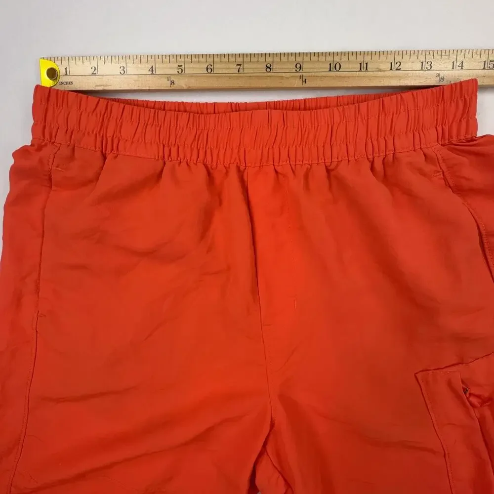 The North Face Swim Shorts Mens Small Orange Lined Elastic Waist Logo Pocket